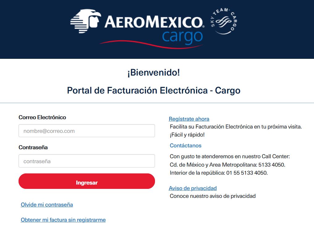Facturación Electronica Aeroméxico - Cargo